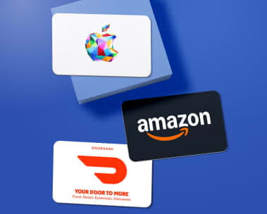Amazon, Apple, and Doordash gift cards.