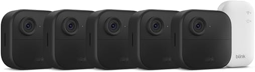 Blink Outdoor 4 – Wireless smart security camera, two-year battery life, 1080p HD day and infrared night live view, two-way talk. Sync Module Core included – 5 camera system