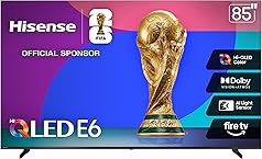 Hisense 85" E6 Cinema Series Hi-QLED 4K UHD Smart Fire TV (85E6QF, 2025 Model) - AI Light Sensor, Dolby Vision · Atmos, Voice Remote with Alexa, Motion Rate 120, HDR 10+ Adaptive, Game Mode Plus