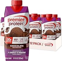 Premier Protein Shake, Chocolate, 30g Protein, No Added Sugar, 24 Vitamins & Minerals to Support Immune Health, 11 fl...